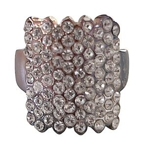 Silver Crystal Statement Cocktail Party Ring